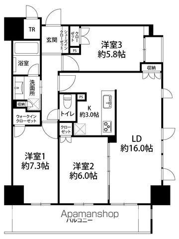 ザ・レジデンス金沢(3LDK/8階)の間取り写真