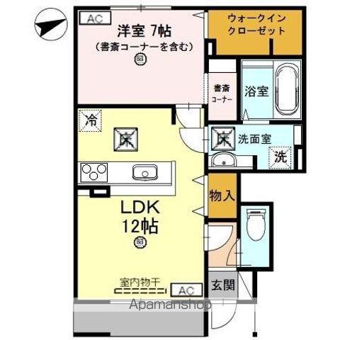 ヴィラアヴェニューセレーネ A棟(1LDK/1階)の間取り写真