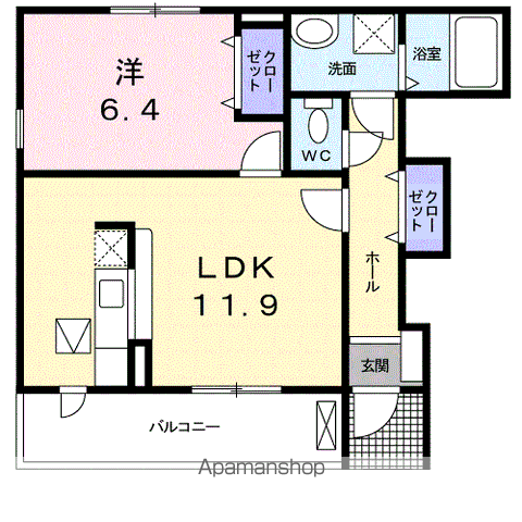 リーベンス・グランデⅡ(1LDK/1階)の間取り写真