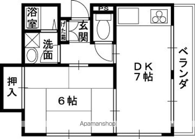 近鉄大阪線 河内山本駅 徒歩8分 3階建 築34年(1DK/2階)の間取り写真