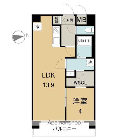 グランアレズ萩原(1LDK/6階)の間取り写真