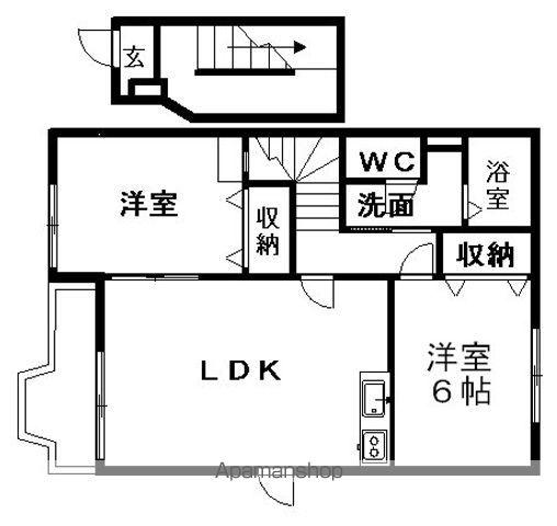 プチハウス堂宮敷(2LDK/2階)の間取り写真