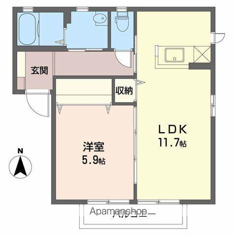 ルミエール(1LDK/1階)の間取り写真