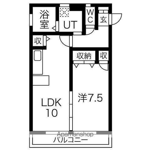 サンピュア・エミール(1LDK/1階)の間取り写真