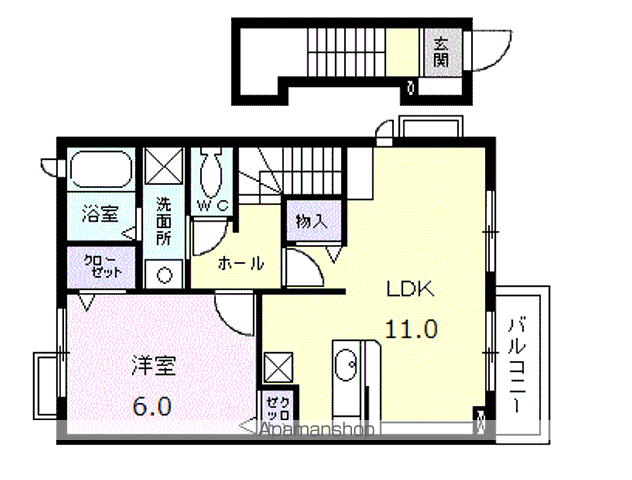 ベル・デーア(1LDK/2階)の間取り写真