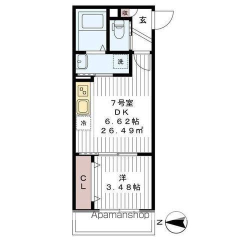 AJ南柏ウエストⅠ(1DK/1階)の間取り写真