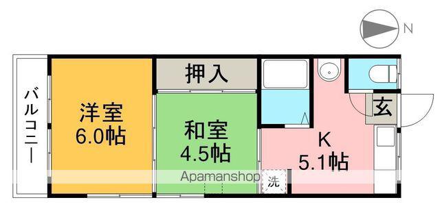 加志崎ハイツ 南棟(2K/3階)の間取り写真