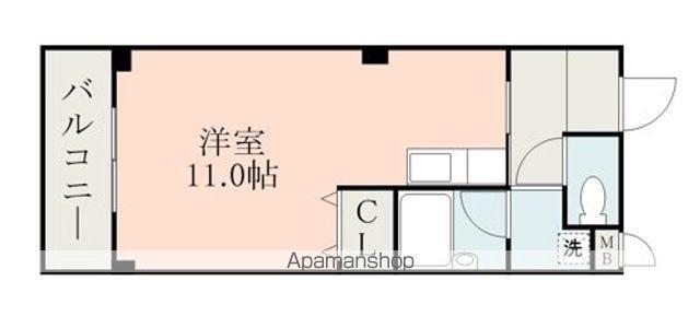 スリーピース(ワンルーム/2階)の間取り写真