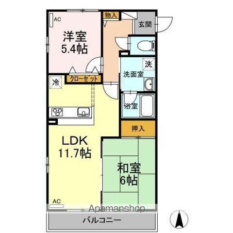 フローレンスMAI(2LDK/3階)の間取り写真