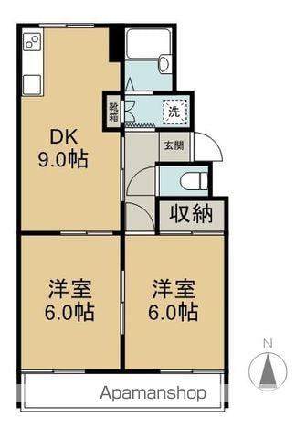 ヴィラ清水(2DK/2階)の間取り写真