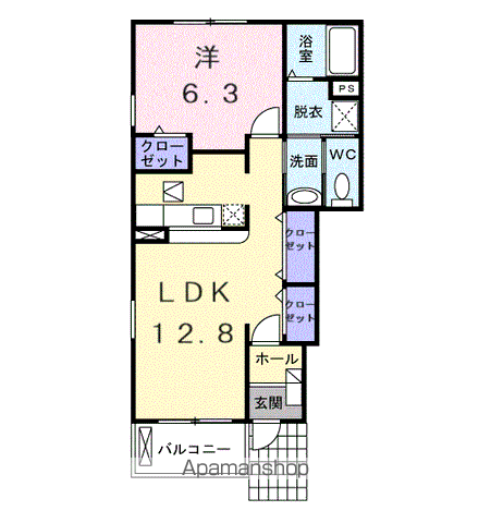 ラ・ネージュ1番館(1LDK/1階)の間取り写真