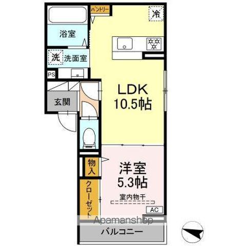 D-ROOM竜王新町(1LDK/3階)の間取り写真