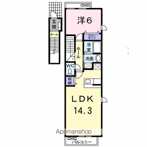 スコルピオーネ(1LDK/2階)の間取り写真