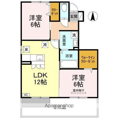 グレイス 南吉田 B棟(2LDK/1階)の間取り写真