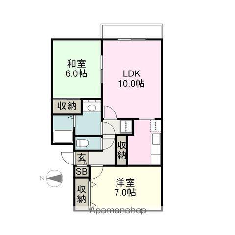 コーポオーキ(2LDK/1階)の間取り写真