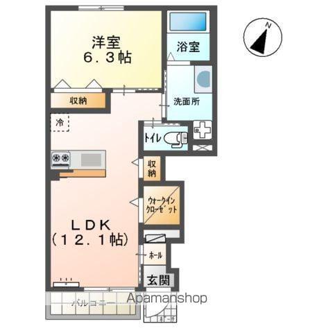 キャロット B棟(1LDK/1階)の間取り写真