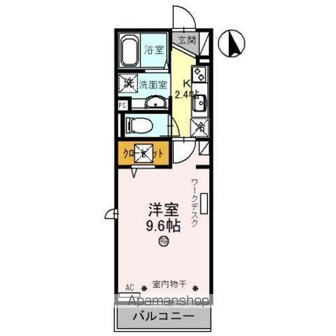 セジュールK(1K/1階)の間取り写真