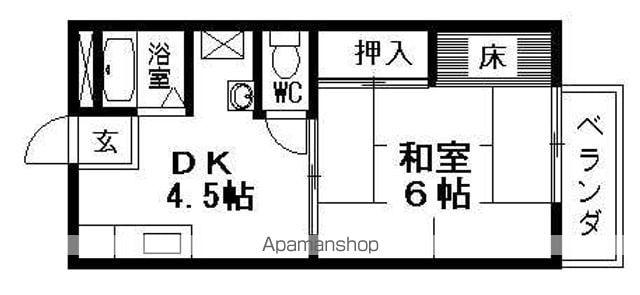 サンシティ土山(1DK/2階)の間取り写真