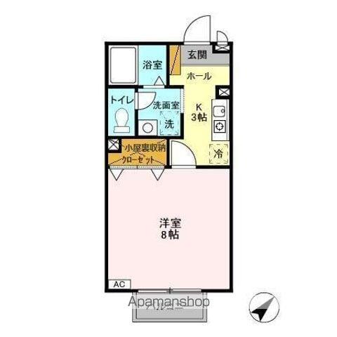 ノーブル富里(1K/2階)の間取り写真