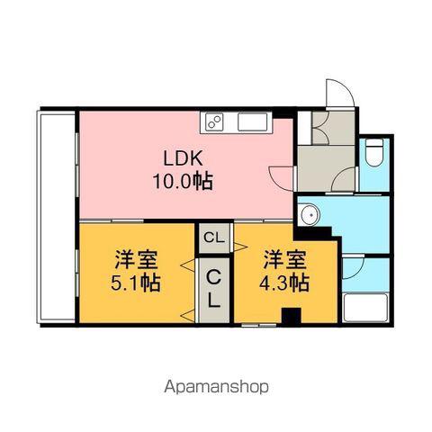 ベルーガ黄金(2LDK/4階)の間取り写真