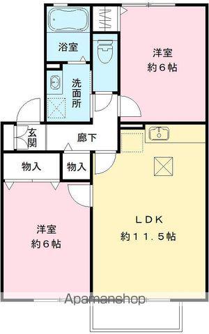 ハイドパークA(2LDK/2階)の間取り写真