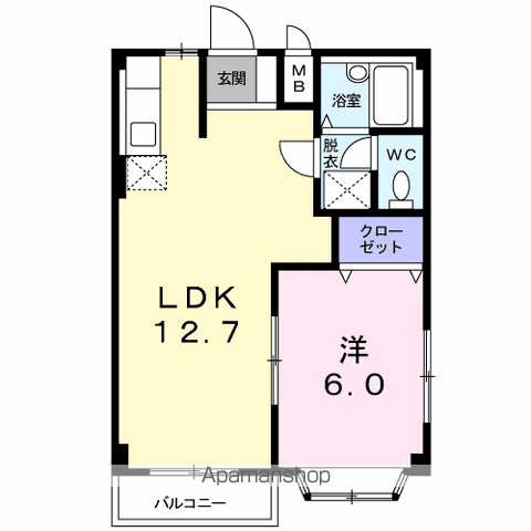 サンクス筑摩野(1LDK/2階)の間取り写真