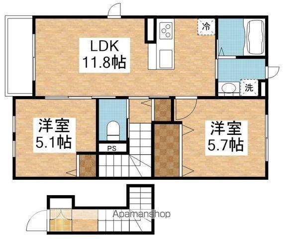 シャーメゾンSUMON早通(2LDK/2階)の間取り写真