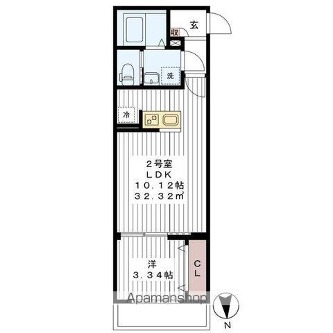 AJ南柏ウエスト3(1LDK/1階)の間取り写真