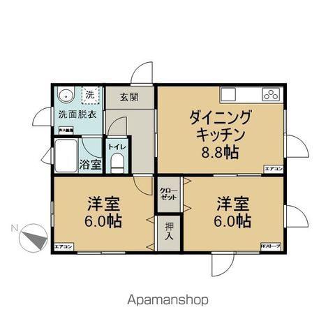 ドリームハウス富田(2DK/2階)の間取り写真