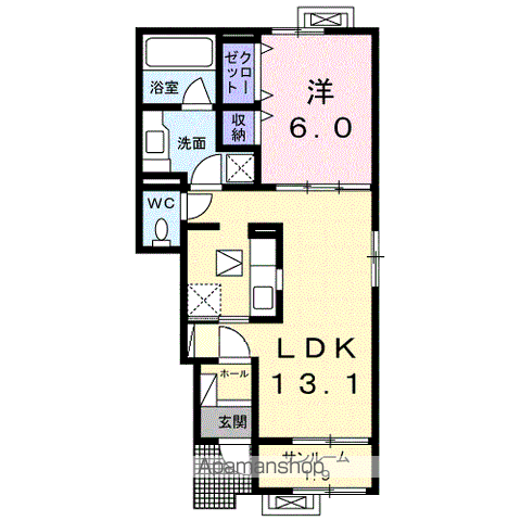 カサ・プリマベラⅤ(1LDK/1階)の間取り写真