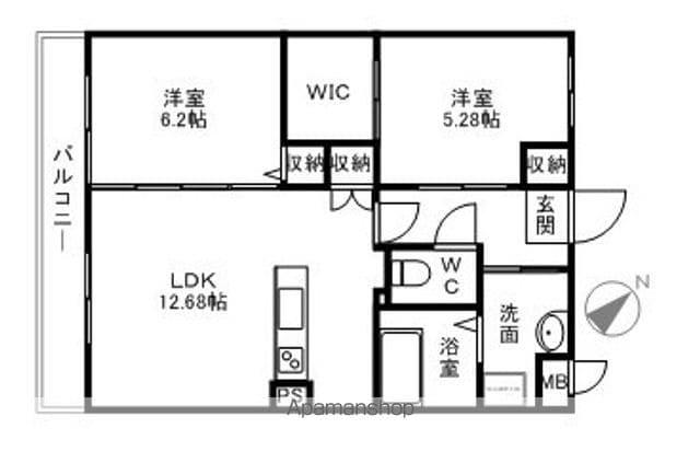 サウザンド・サニー(2LDK/2階)の間取り写真