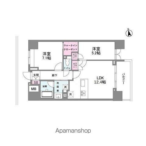シーズンフラッツ今池ノース(2LDK/6階)の間取り写真