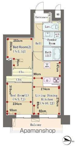グランスカイ大岡山(2LDK/1階)の間取り写真