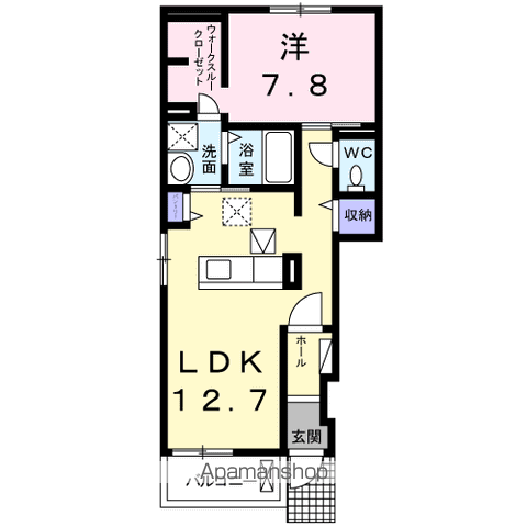 ノースキープ(1LDK/1階)の間取り写真