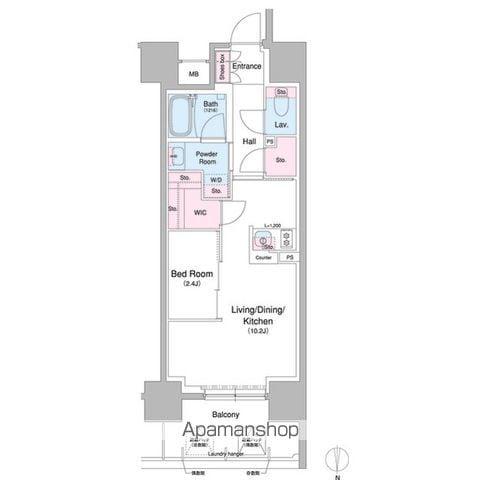 コンフォリア・リヴ北久宝寺Q(1LDK/15階)の間取り写真