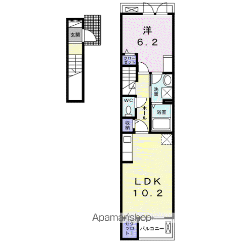 フロレゾンⅡ(1LDK/2階)の間取り写真