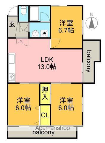 池洞マンション(3LDK/1階)の間取り写真