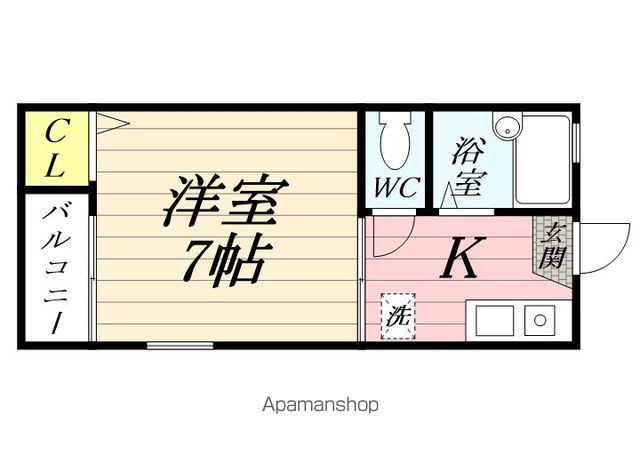 オーシャンパレス(1K/1階)の間取り写真