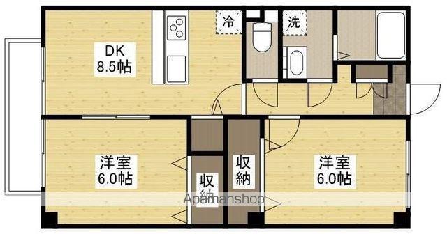 リーベ中津原(2DK/1階)の間取り写真