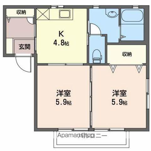 ファミールハイツ(2K/2階)の間取り写真