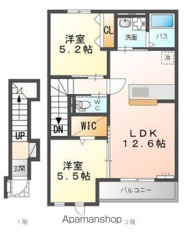カリーノミラドール(2LDK/2階)の間取り写真