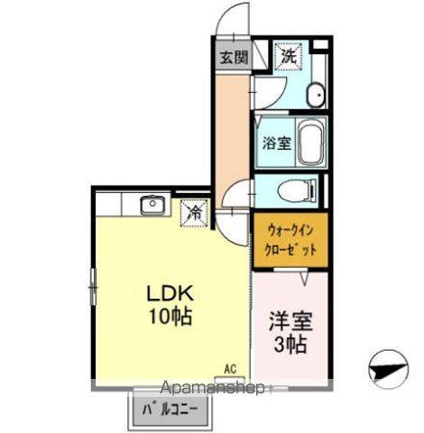 セジュール モナリエ A/B(1LDK/2階)の間取り写真