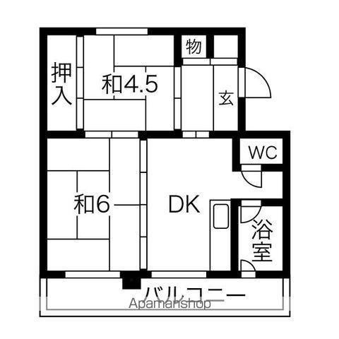 パークヒルズ真々地Ⅰ(2DK/1階)の間取り写真