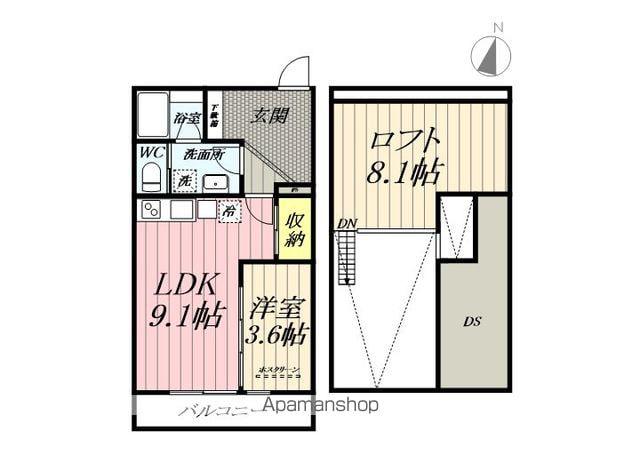 NYANCL-八潮垳-(1LDK/2階)の間取り写真