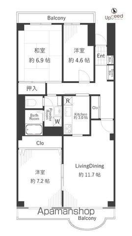 新松戸サンライトパストラル弐番館D棟(3LDK/2階)の間取り写真