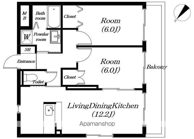 ノーブルコート長浜(2LDK/1階)の間取り写真