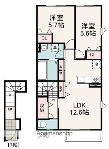 ナチューレ竜南 N棟(2LDK/2階)の間取り写真