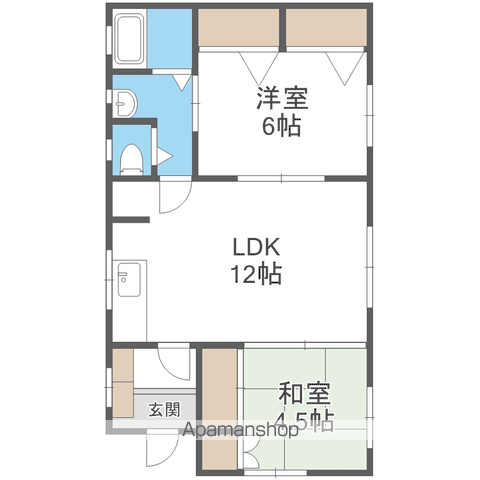千歳線 北広島駅 徒歩20分 1階建 築18年(2LDK)の間取り写真