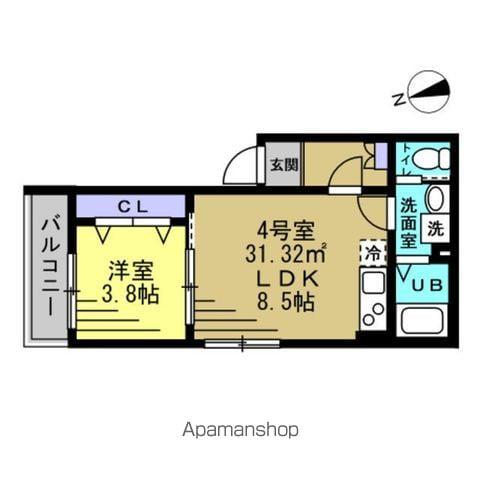 A＇S CREST(1LDK/1階)の間取り写真