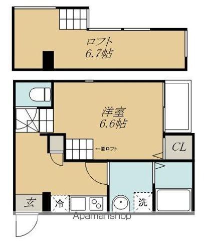 ハーモニーテラス三百人町Ⅲ(1K/1階)の間取り写真